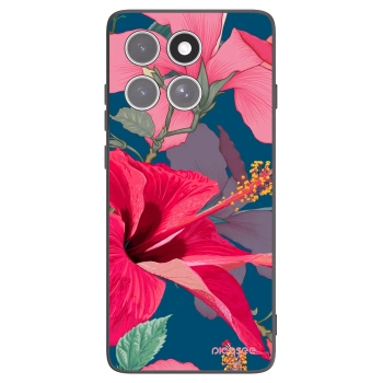 Picasee Μαύρη θήκη σιλικόνης για Motorola Edge 60 Fusion - Hibiscus