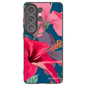 Picasee Μαύρη θήκη σιλικόνης για Samsung Galaxy S26 Ultra - Hibiscus
