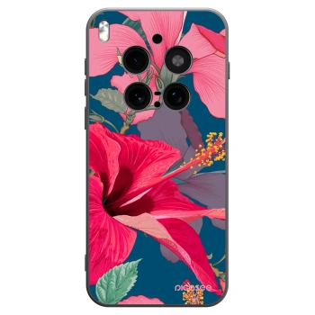 Picasee Μαύρη θήκη σιλικόνης για Vivo X300 Pro - Hibiscus