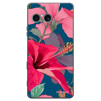 Picasee Μαύρη θήκη σιλικόνης για Sony Xperia 10 VII - Hibiscus