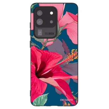 Picasee Μαύρη θήκη σιλικόνης για Samsung Galaxy S20 Ultra 5G G988F - Hibiscus