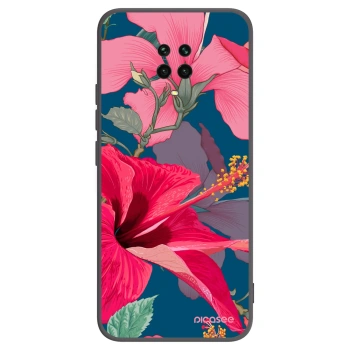 Picasee Μαύρη θήκη σιλικόνης για Xiaomi Redmi Note 9 Pro - Hibiscus