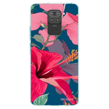 Picasee Μαύρη θήκη σιλικόνης για Xiaomi Redmi Note 9 - Hibiscus