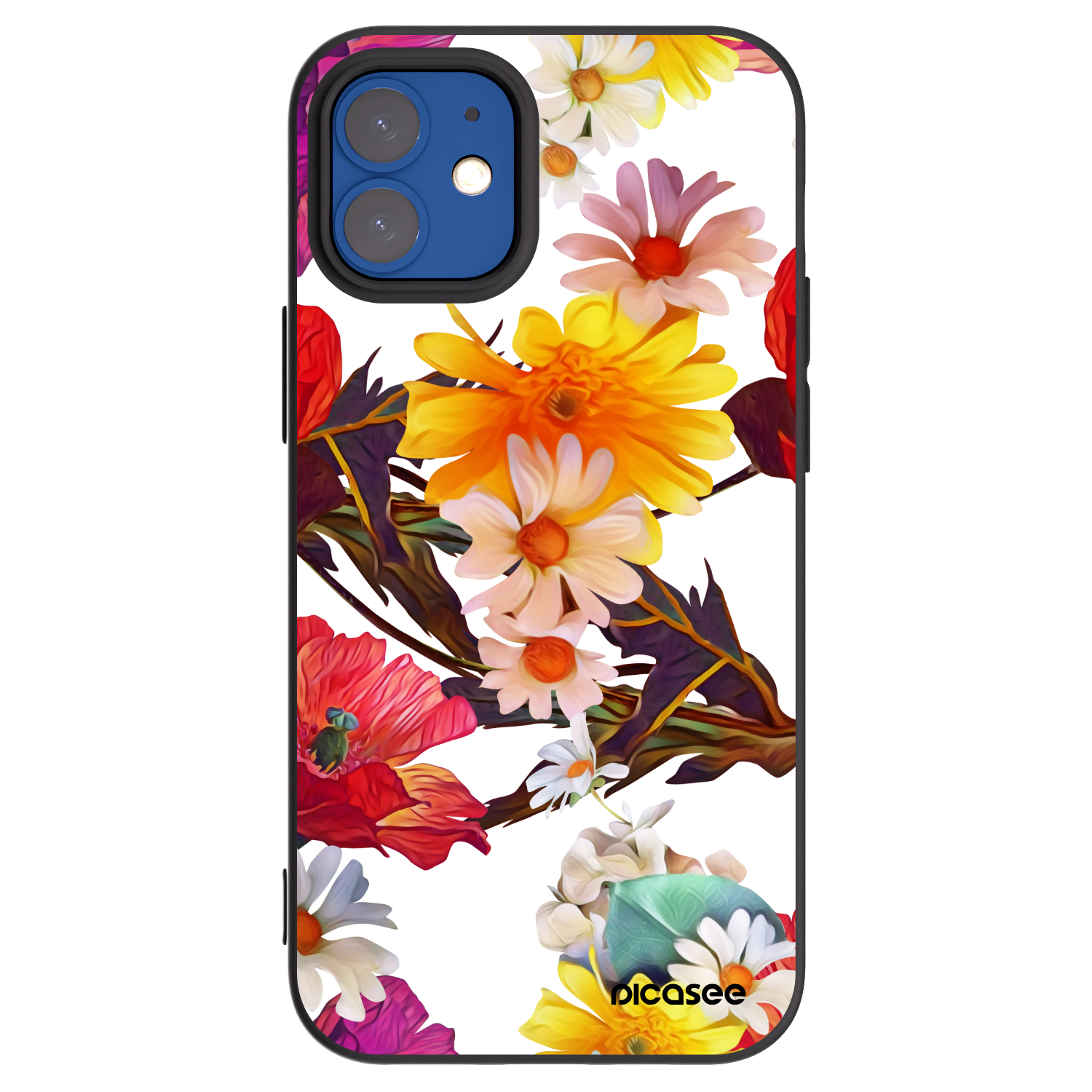 Picasee Μαύρη θήκη σιλικόνης για Apple iPhone 12 mini - Meadow
