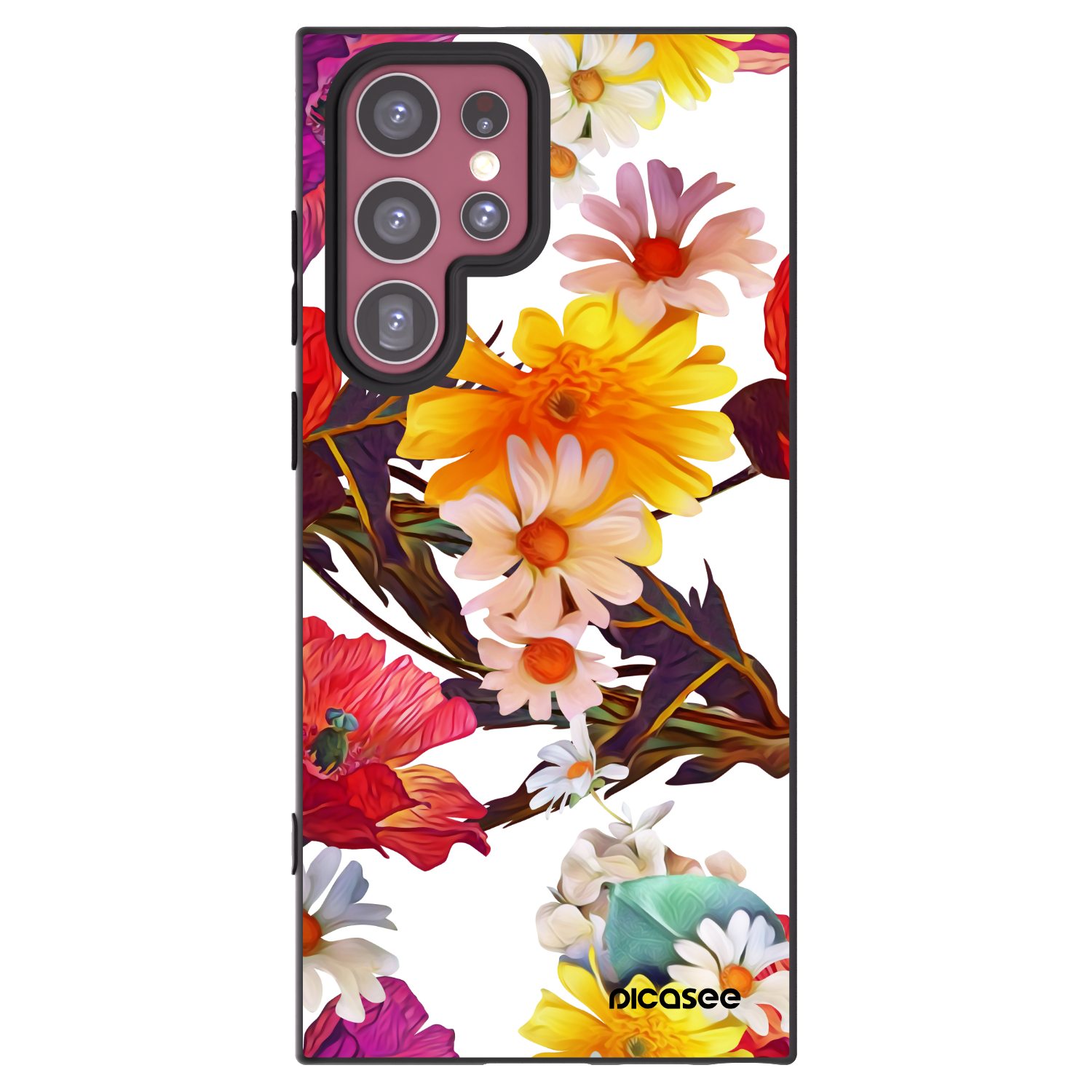 Picasee Μαύρη θήκη σιλικόνης για Samsung Galaxy S22 Ultra 5G - Meadow