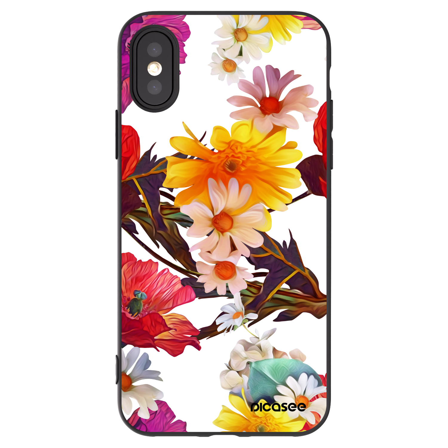 Picasee Μαύρη θήκη σιλικόνης για Apple iPhone X/XS - Meadow