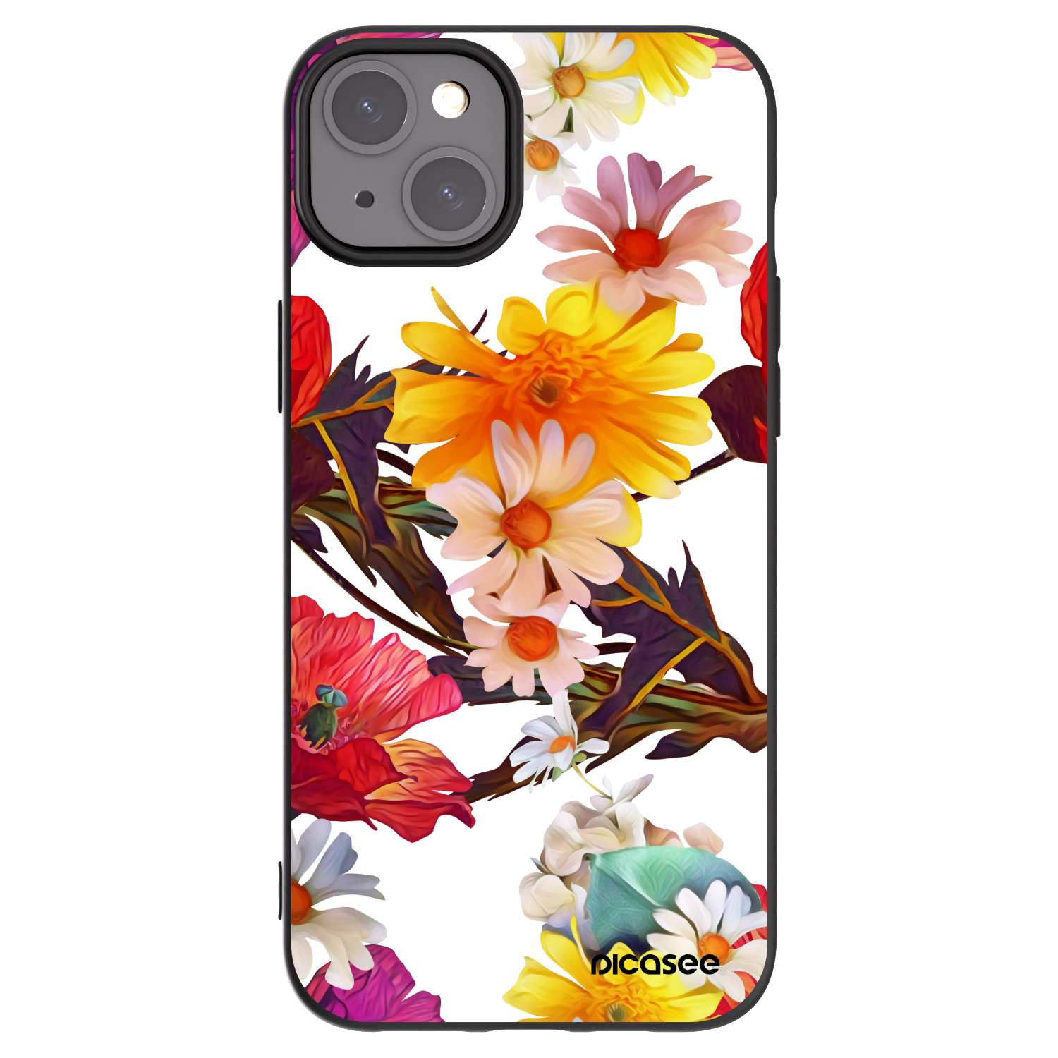 Picasee Μαύρη θήκη σιλικόνης για Apple iPhone 15 Plus - Meadow