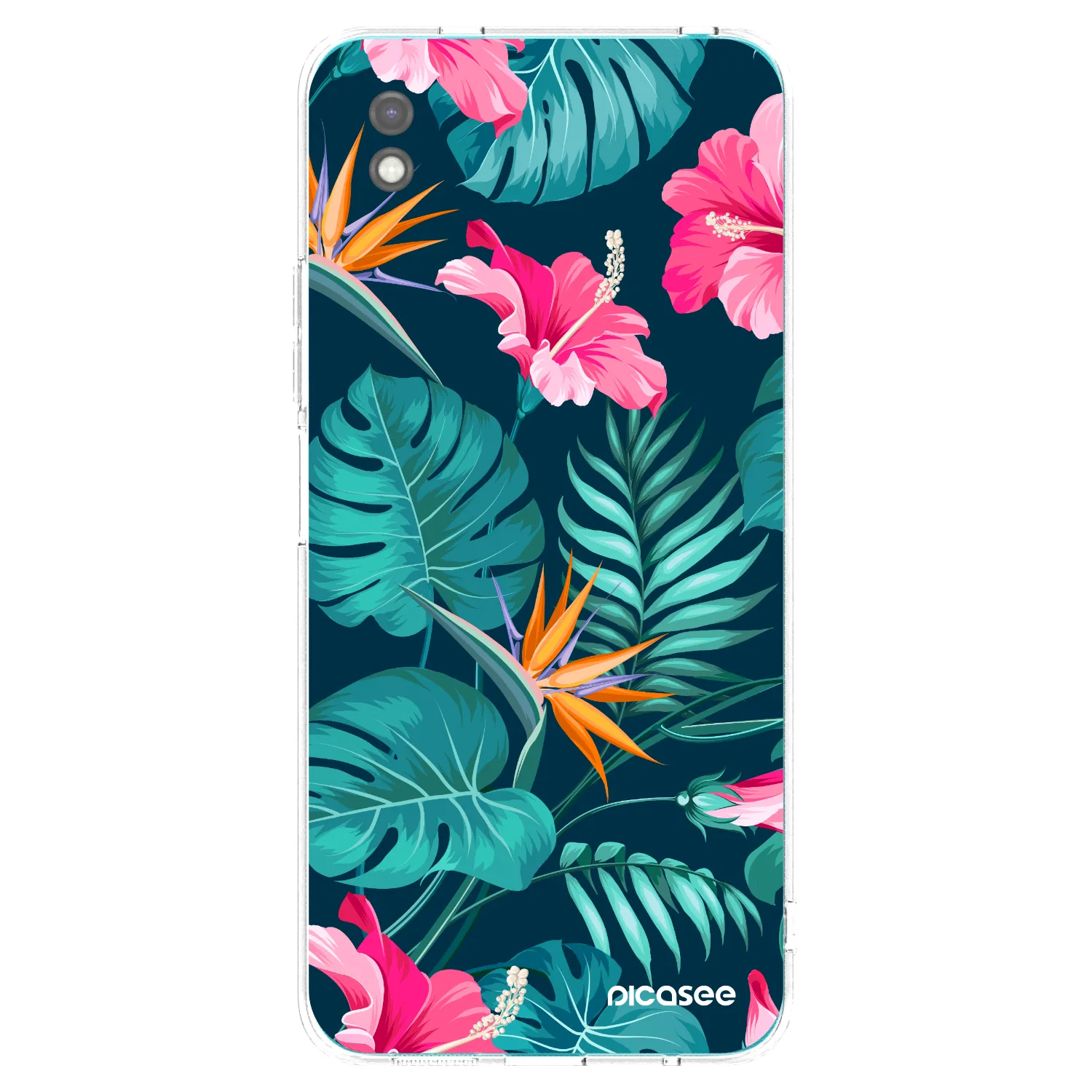 Picasee Μαύρη θήκη σιλικόνης για Xiaomi Redmi 9A - Pink Monstera