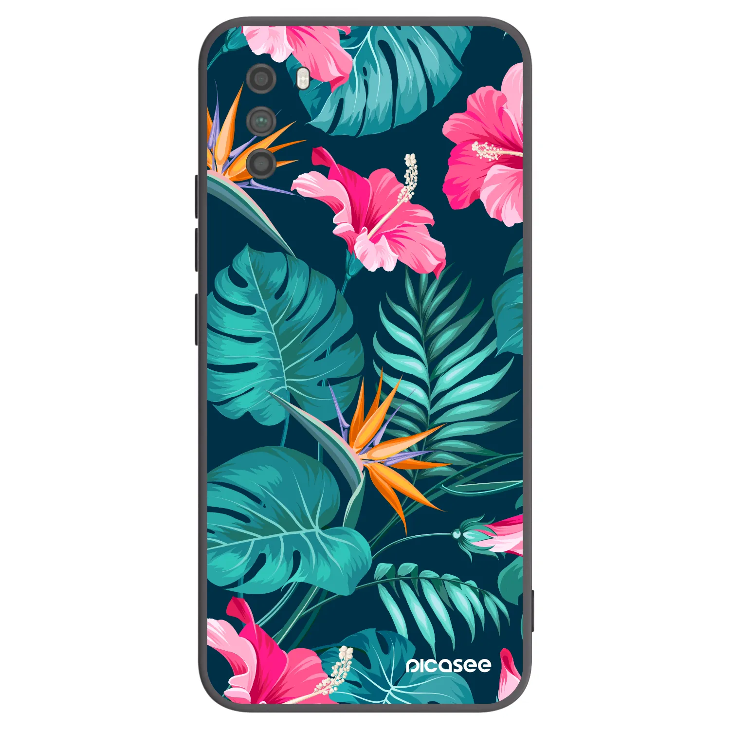 Picasee Μαύρη θήκη σιλικόνης για Xiaomi Poco M3 - Pink Monstera