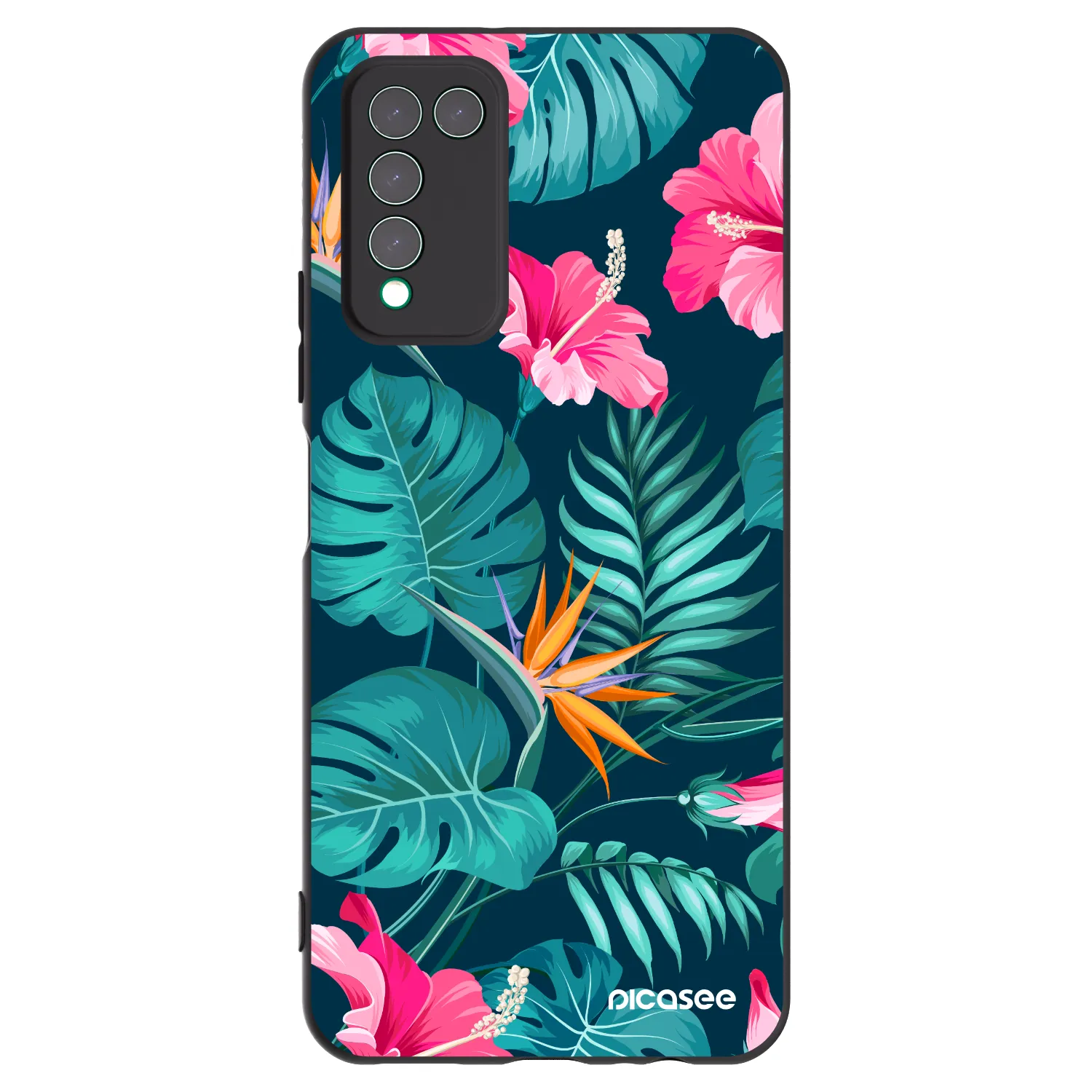 Picasee Μαύρη θήκη σιλικόνης για Honor 10X Lite - Pink Monstera