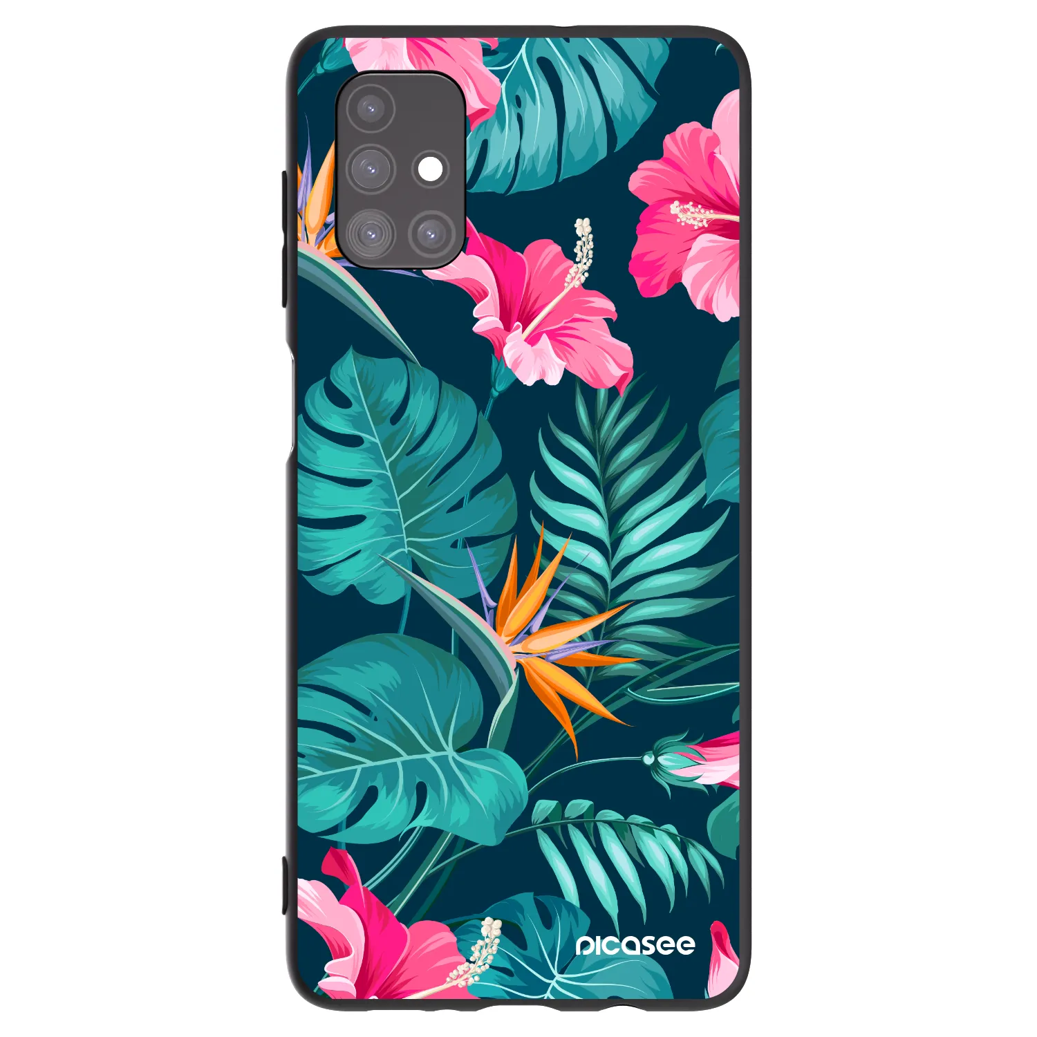 Picasee Μαύρη θήκη σιλικόνης για Samsung Galaxy M51 M515F - Pink Monstera