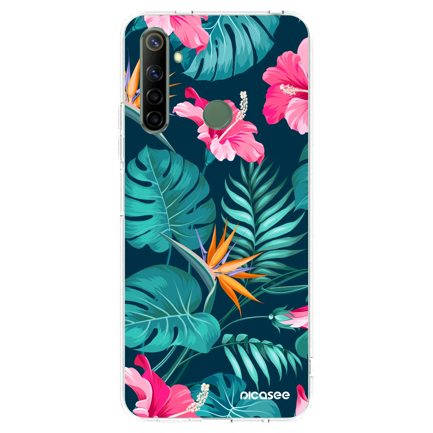 Picasee διαφανής θήκη σιλικόνης Realme 6i - Pink Monstera