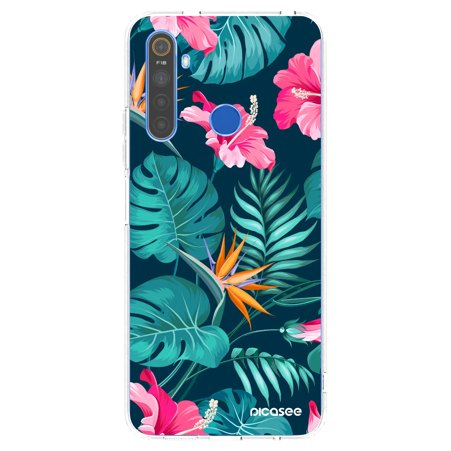 Picasee διαφανής θήκη σιλικόνης Realme 5 - Pink Monstera