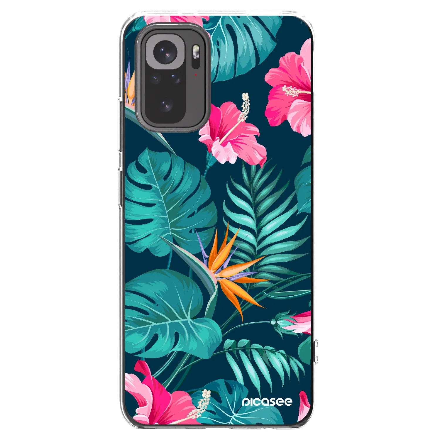 Picasee διαφανής θήκη σιλικόνης Xiaomi Redmi Note 10 - Pink Monstera