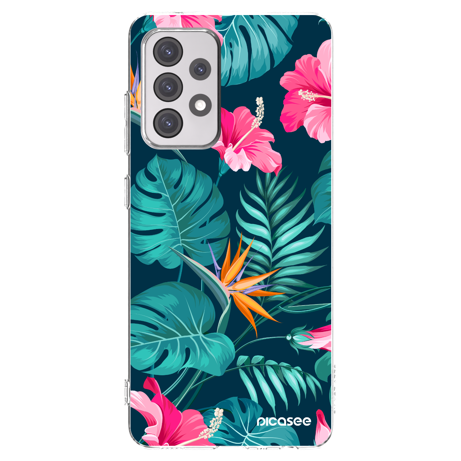Picasee διαφανής θήκη σιλικόνης Samsung Galaxy A52 5G A525F - Pink Monstera