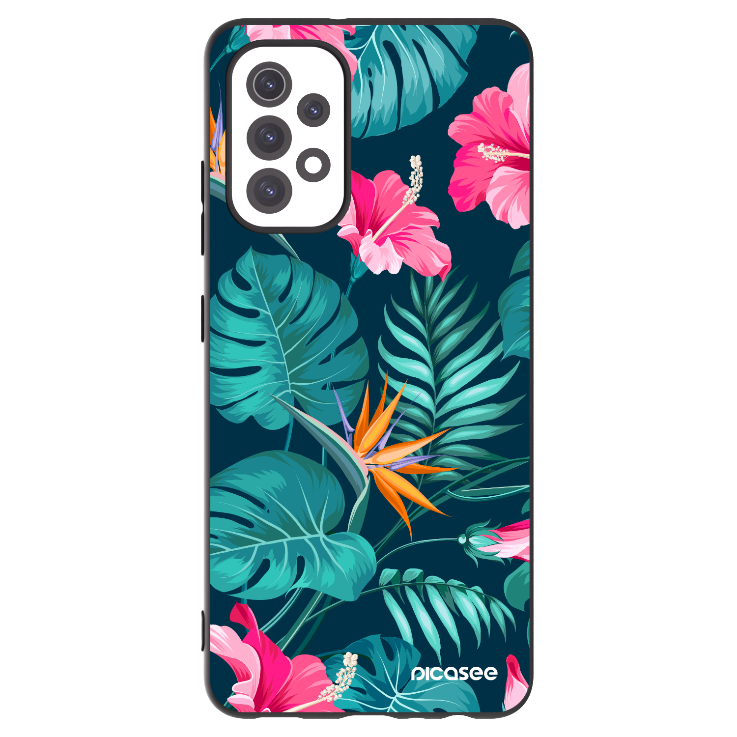 Picasee Μαύρη θήκη σιλικόνης για Samsung Galaxy A32 5G A326B - Pink Monstera