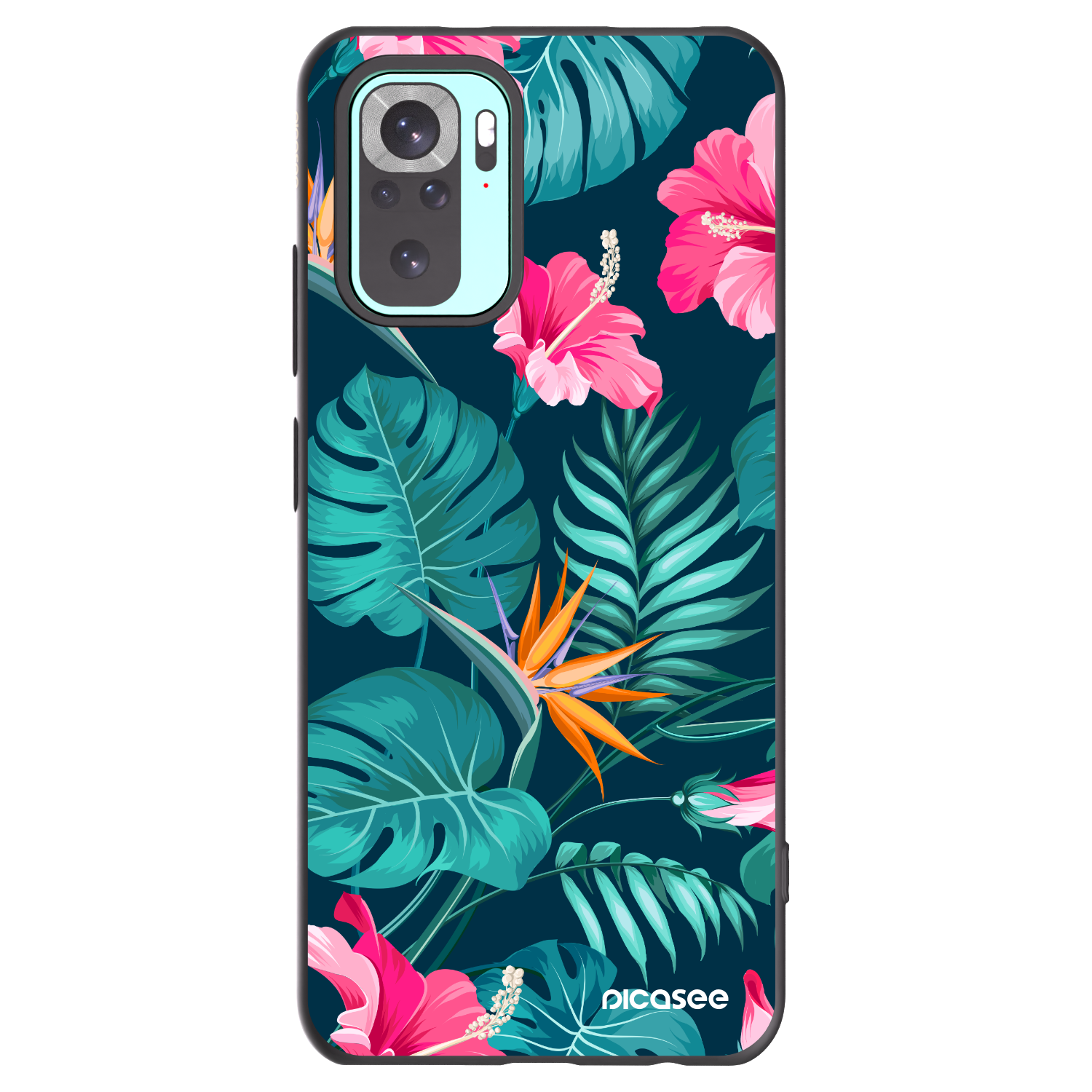 Picasee Μαύρη θήκη σιλικόνης για Xiaomi Redmi Note 10 Pro - Pink Monstera