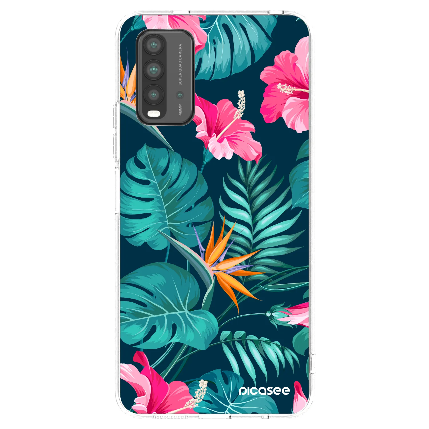 Picasee Μαύρη θήκη σιλικόνης για Xiaomi Redmi 9T - Pink Monstera