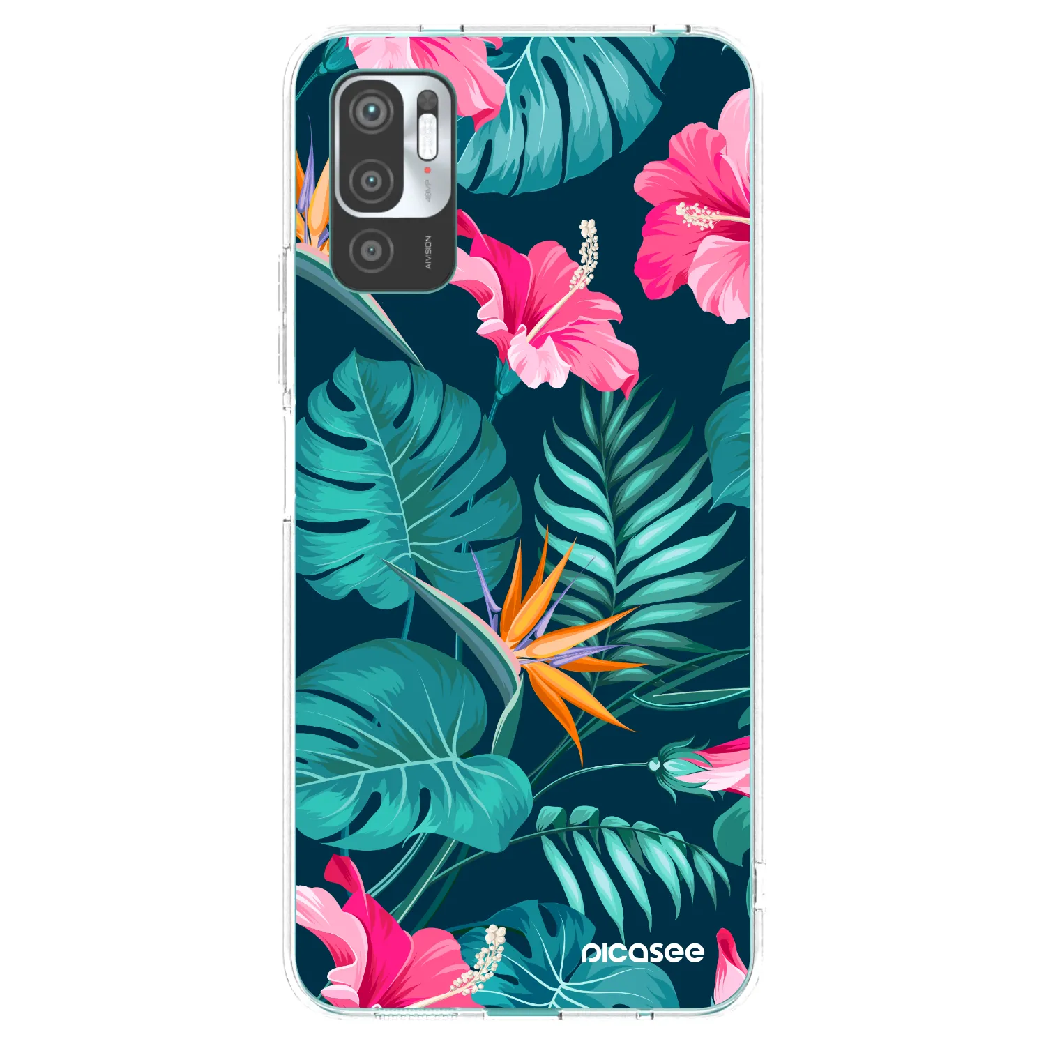 Picasee διαφανής θήκη σιλικόνης Xiaomi Redmi Note 10 5G - Pink Monstera