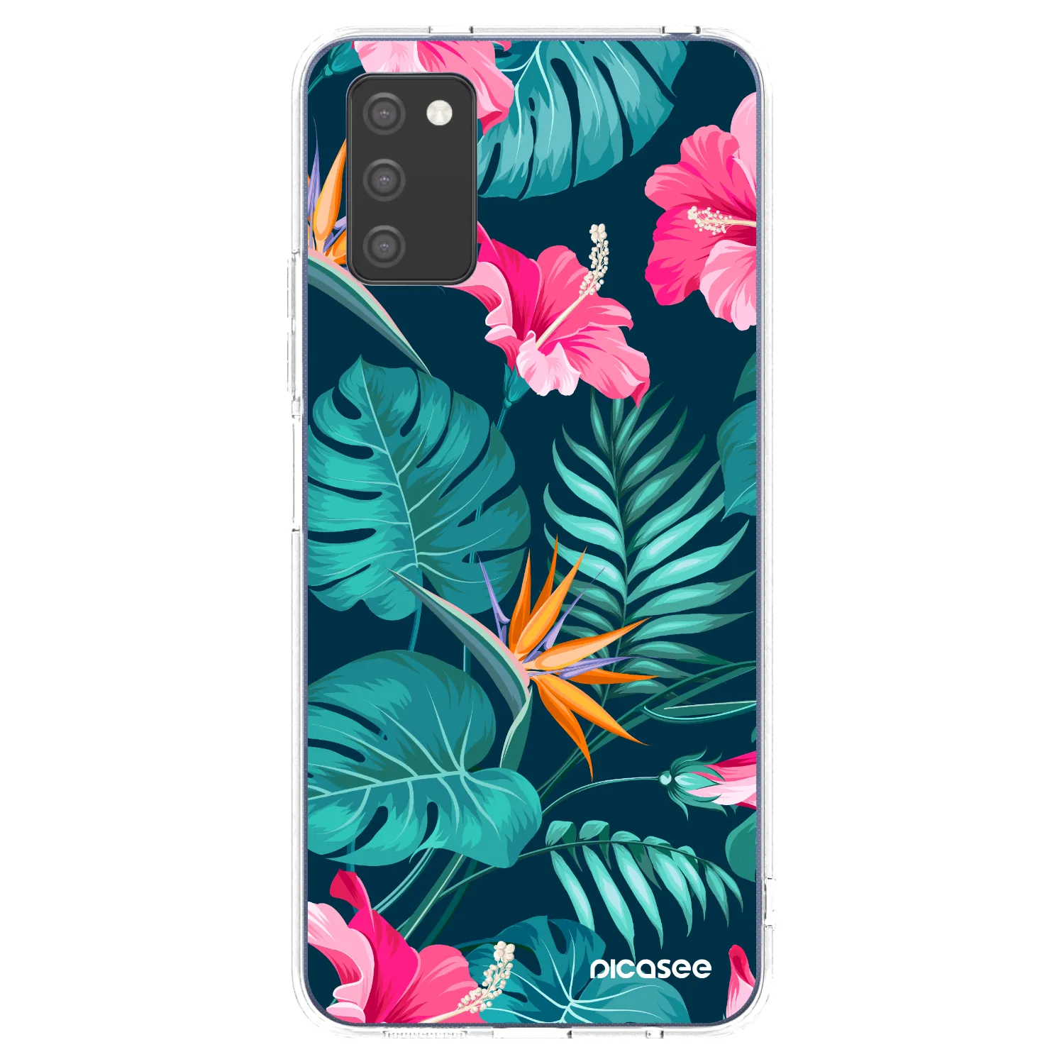 Picasee διαφανής θήκη σιλικόνης Samsung Galaxy A02s A025G - Pink Monstera