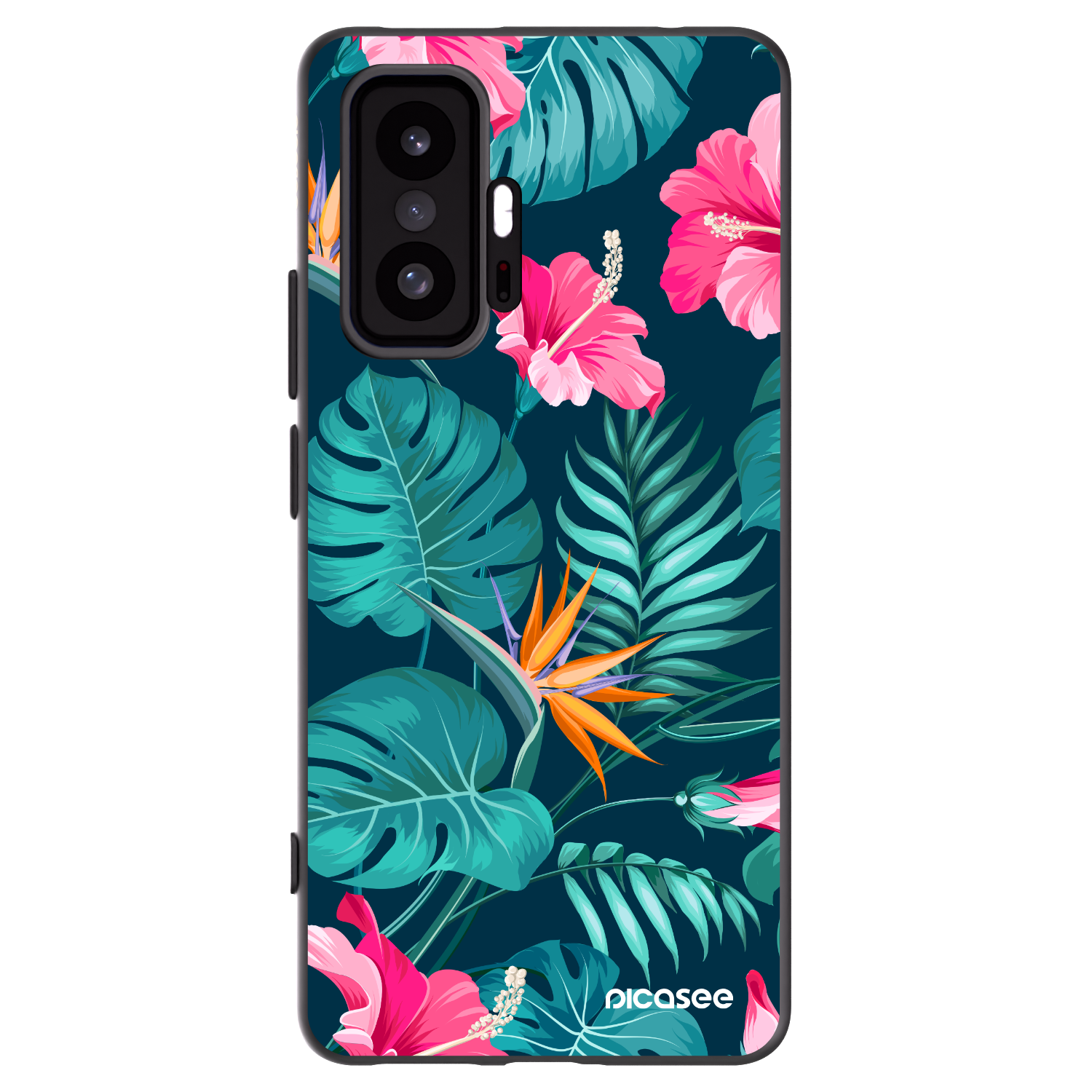 Picasee Μαύρη θήκη σιλικόνης για Xiaomi 11T - Pink Monstera