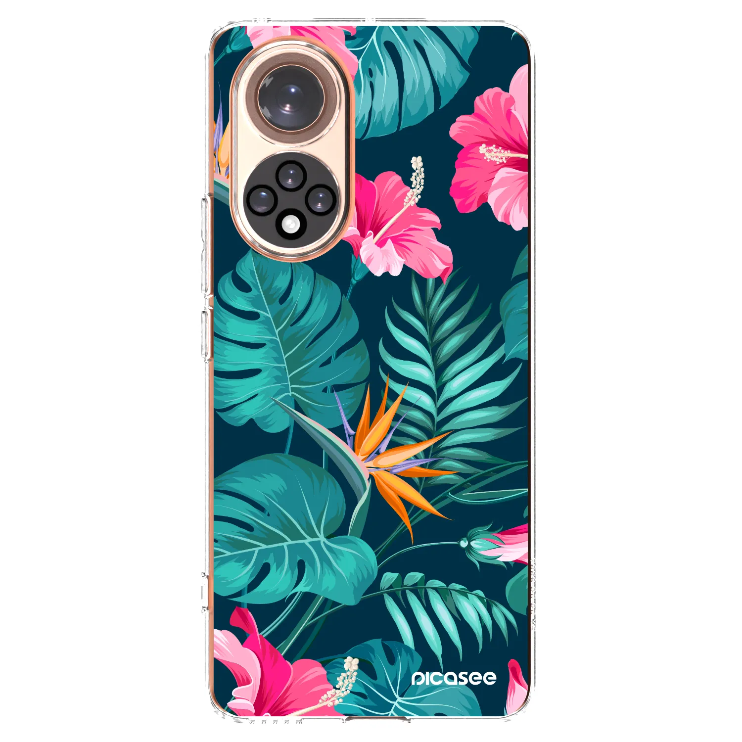 Picasee διαφανής θήκη σιλικόνης Honor 50 5G - Pink Monstera