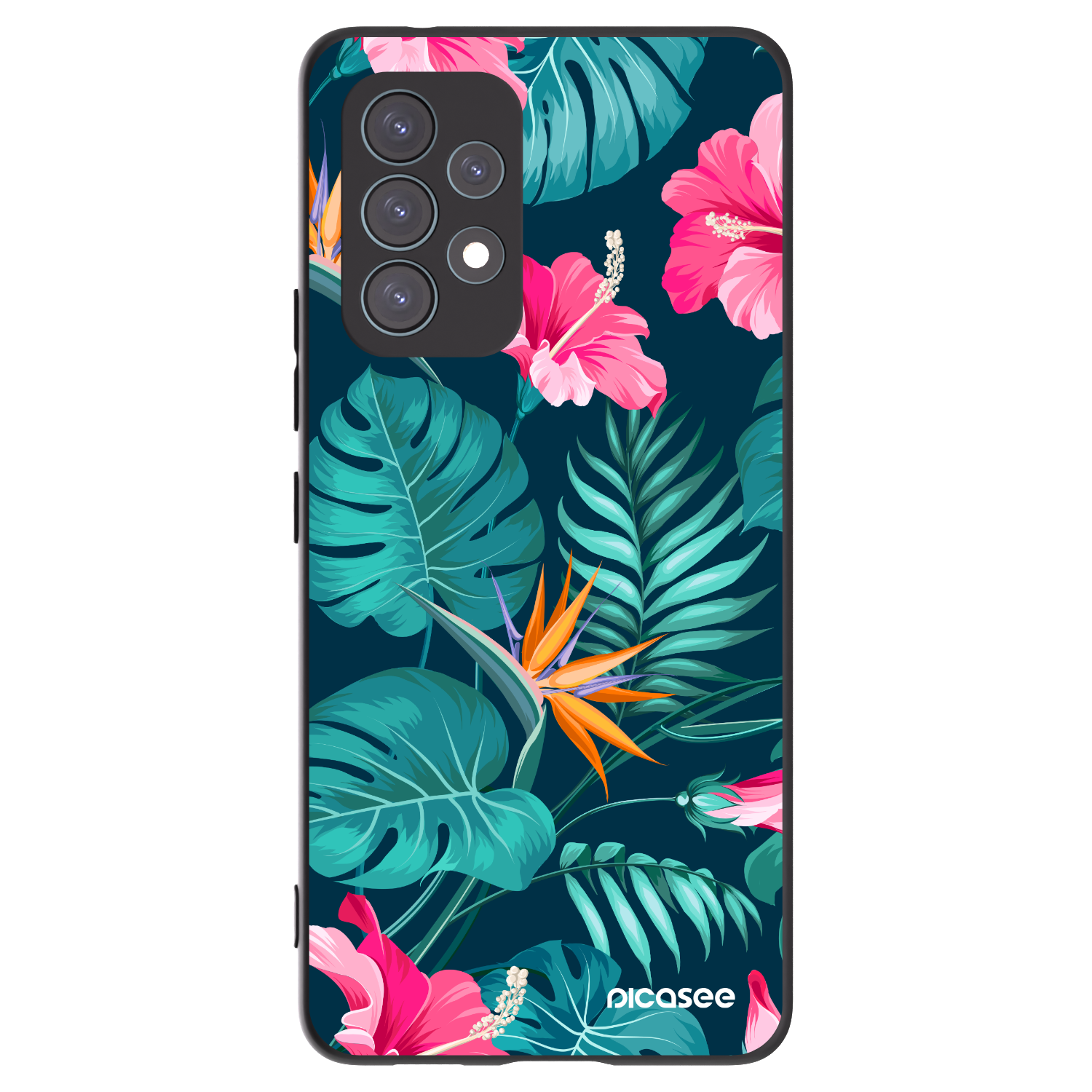 Picasee Μαύρη θήκη σιλικόνης για Samsung Galaxy A53 5G A536 - Pink Monstera