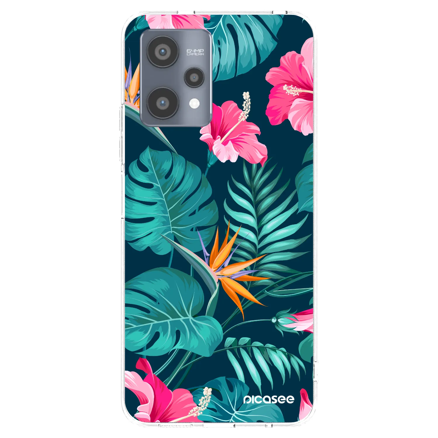 Picasee διαφανής θήκη σιλικόνης Realme 9 Pro 5G - Pink Monstera