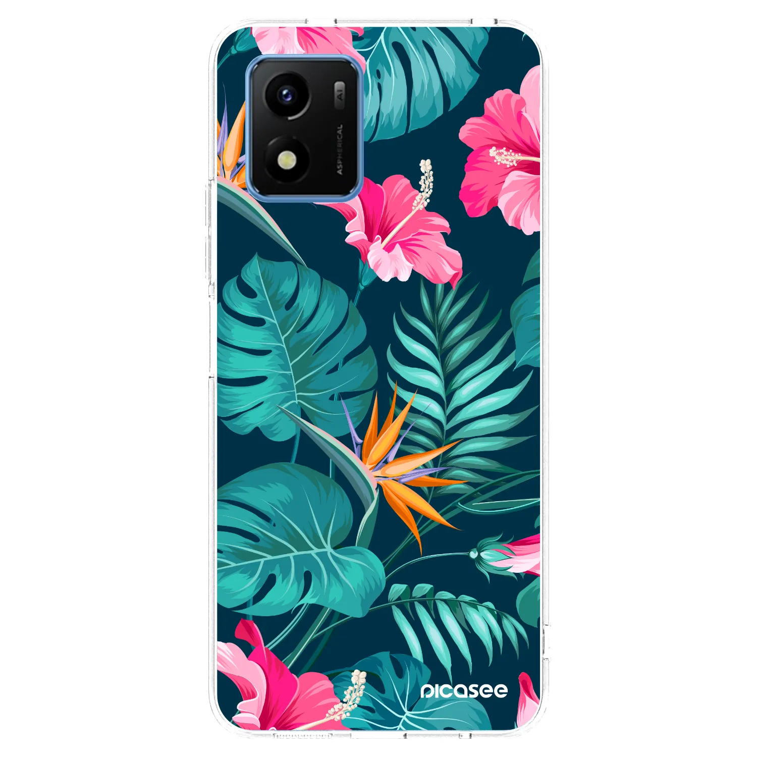 Picasee διαφανής θήκη σιλικόνης Vivo Y01 - Pink Monstera