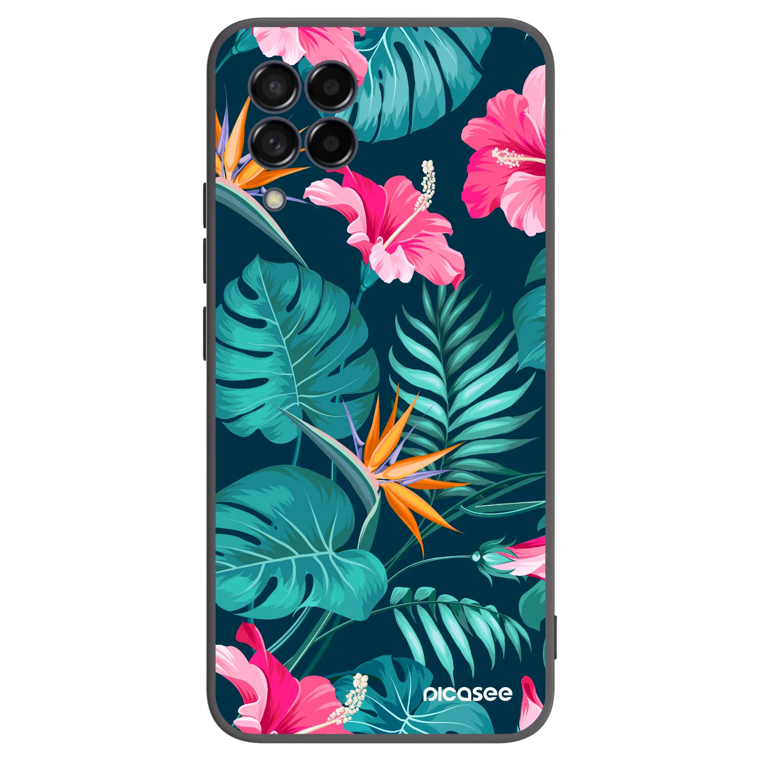 Picasee Μαύρη θήκη σιλικόνης για Samsung Galaxy M53 5G - Pink Monstera