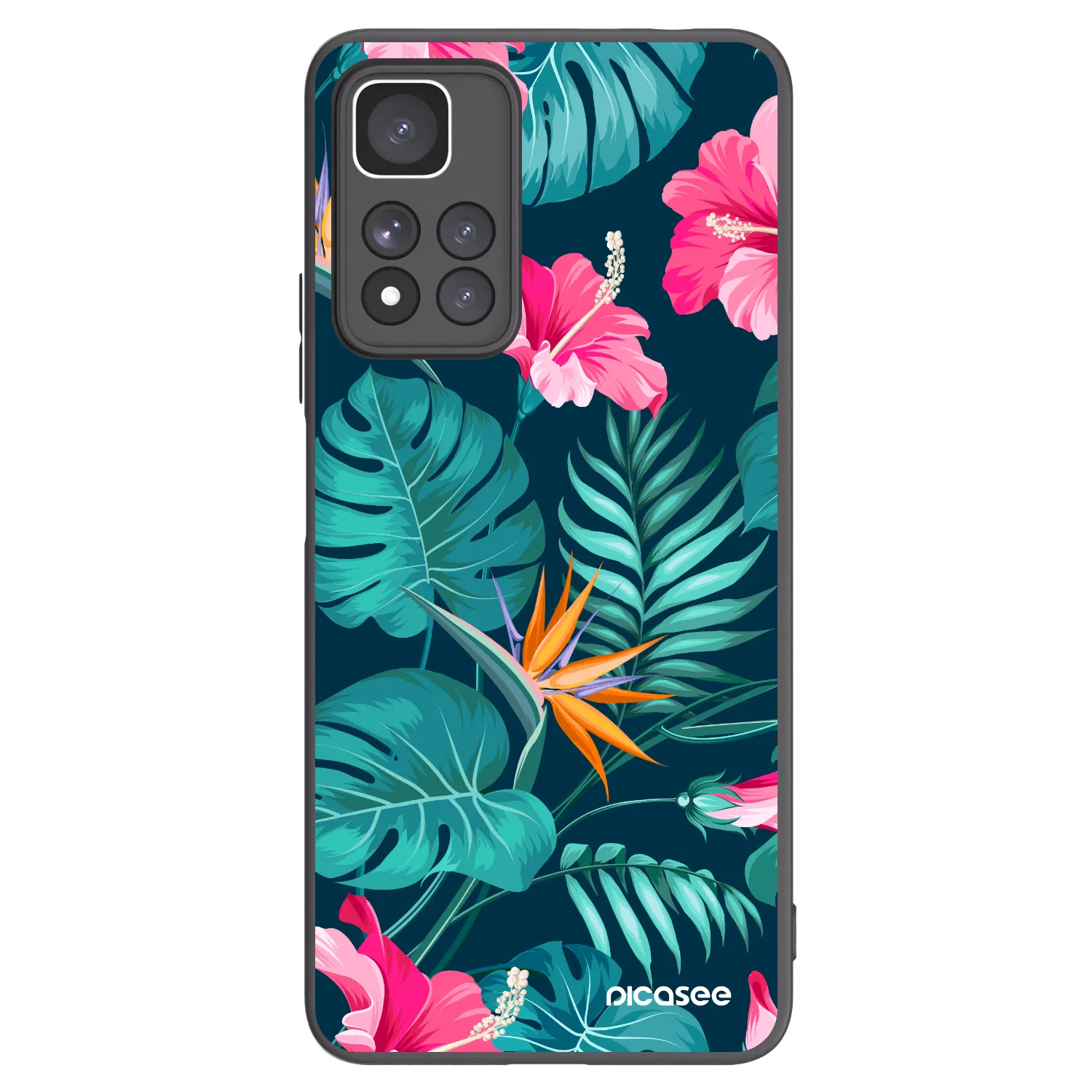 Picasee Μαύρη θήκη σιλικόνης για Xiaomi Redmi Note 11 Pro+ 5G - Pink Monstera