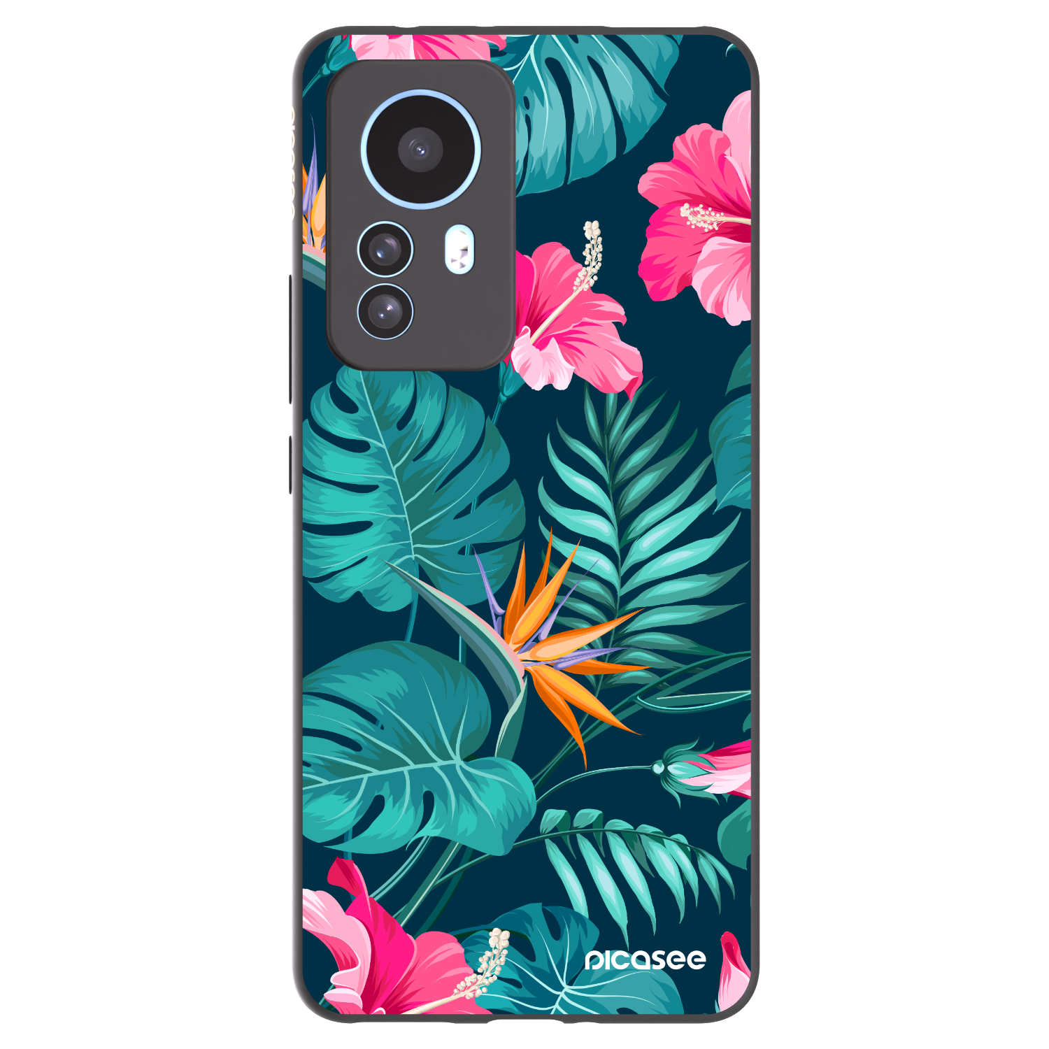 Picasee Μαύρη θήκη σιλικόνης για Xiaomi 12T Pro - Pink Monstera