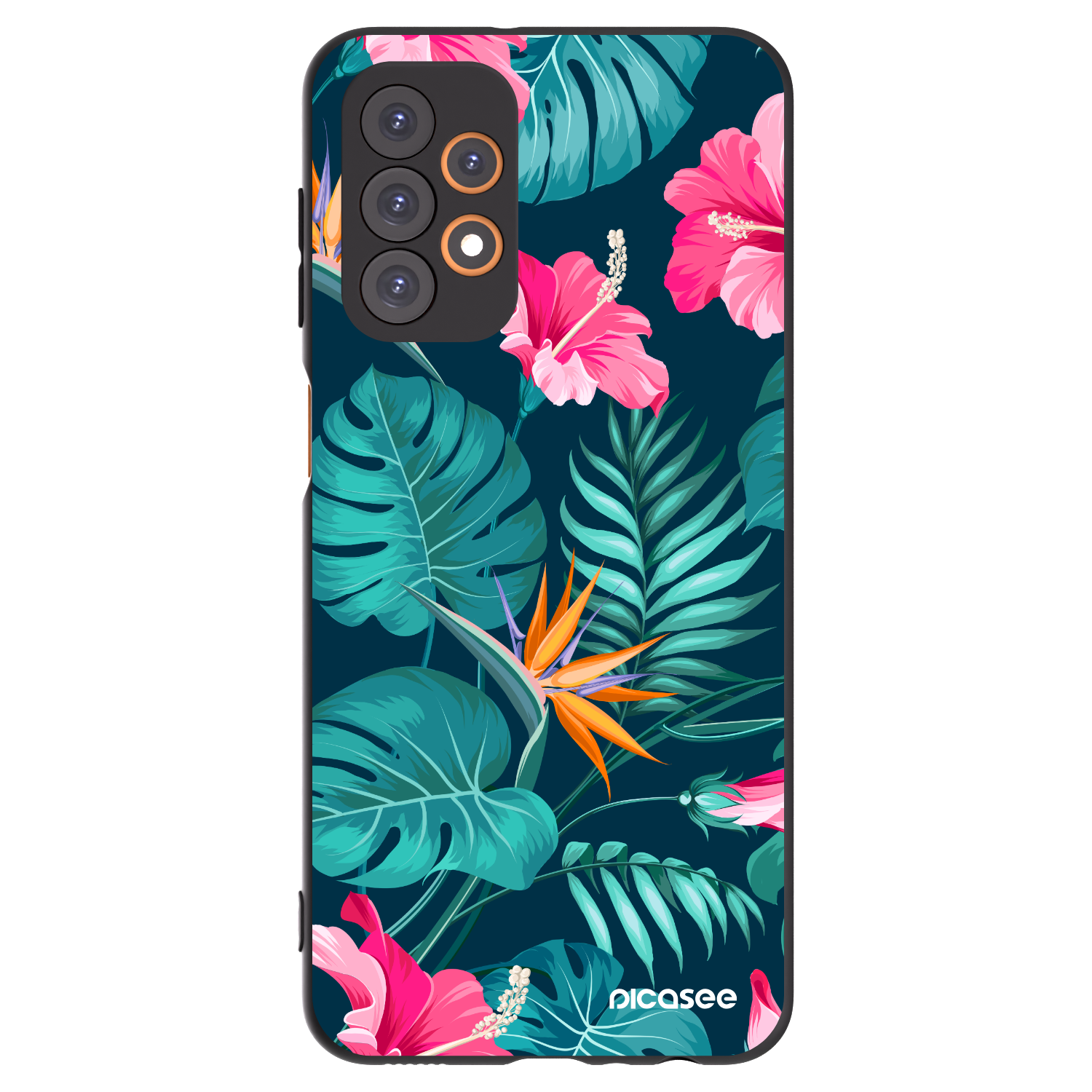 Picasee Μαύρη θήκη σιλικόνης για Samsung Galaxy A23 A235F 4G - Pink Monstera