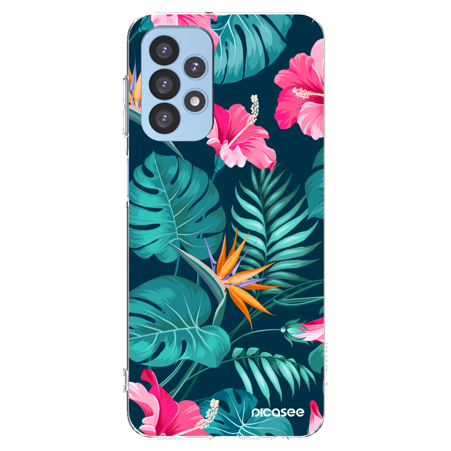 Picasee διαφανής θήκη σιλικόνης Samsung Galaxy A23 A235F 4G - Pink Monstera