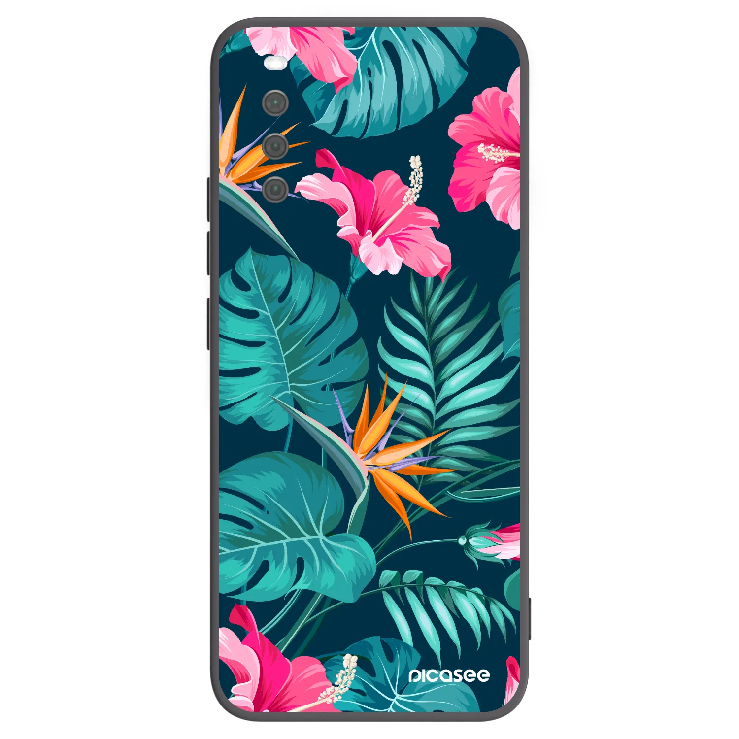Picasee Μαύρη θήκη σιλικόνης για Sony Xperia 10 III - Pink Monstera
