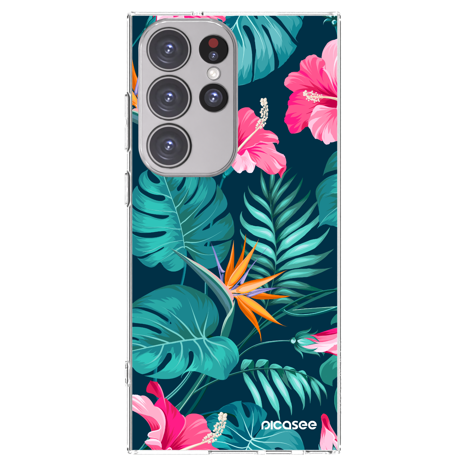 Picasee διαφανής θήκη σιλικόνης Samsung Galaxy S23 Ultra 5G - Pink Monstera