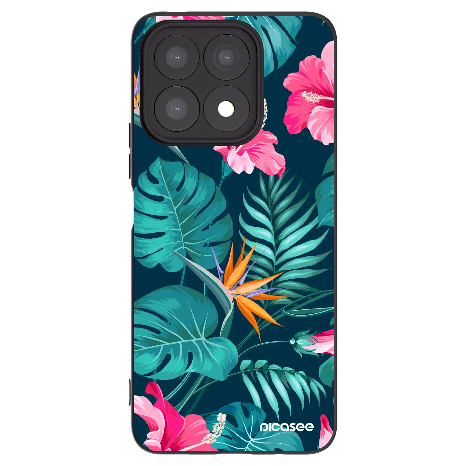 Picasee Μαύρη θήκη σιλικόνης για Honor X8a - Pink Monstera