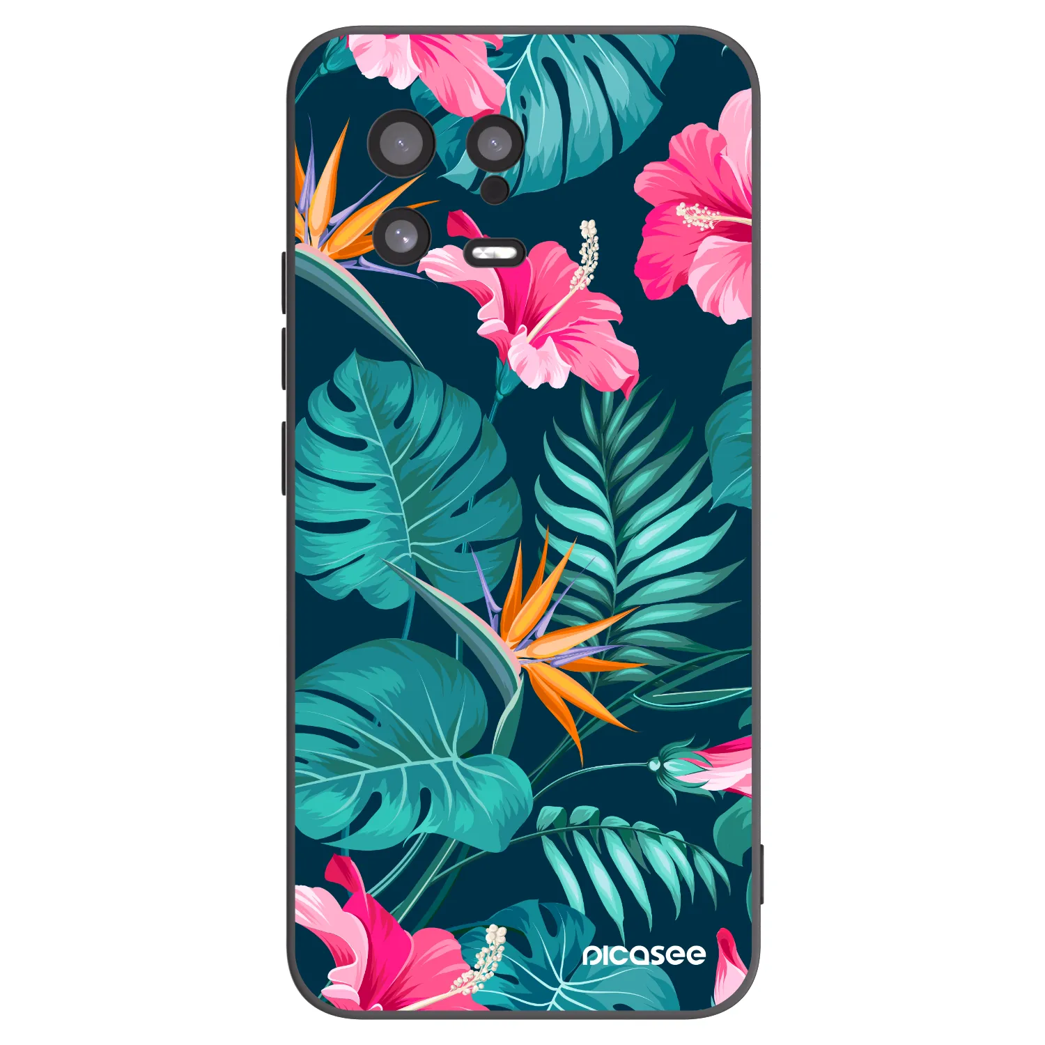 Picasee Μαύρη θήκη σιλικόνης για Xiaomi 13 - Pink Monstera