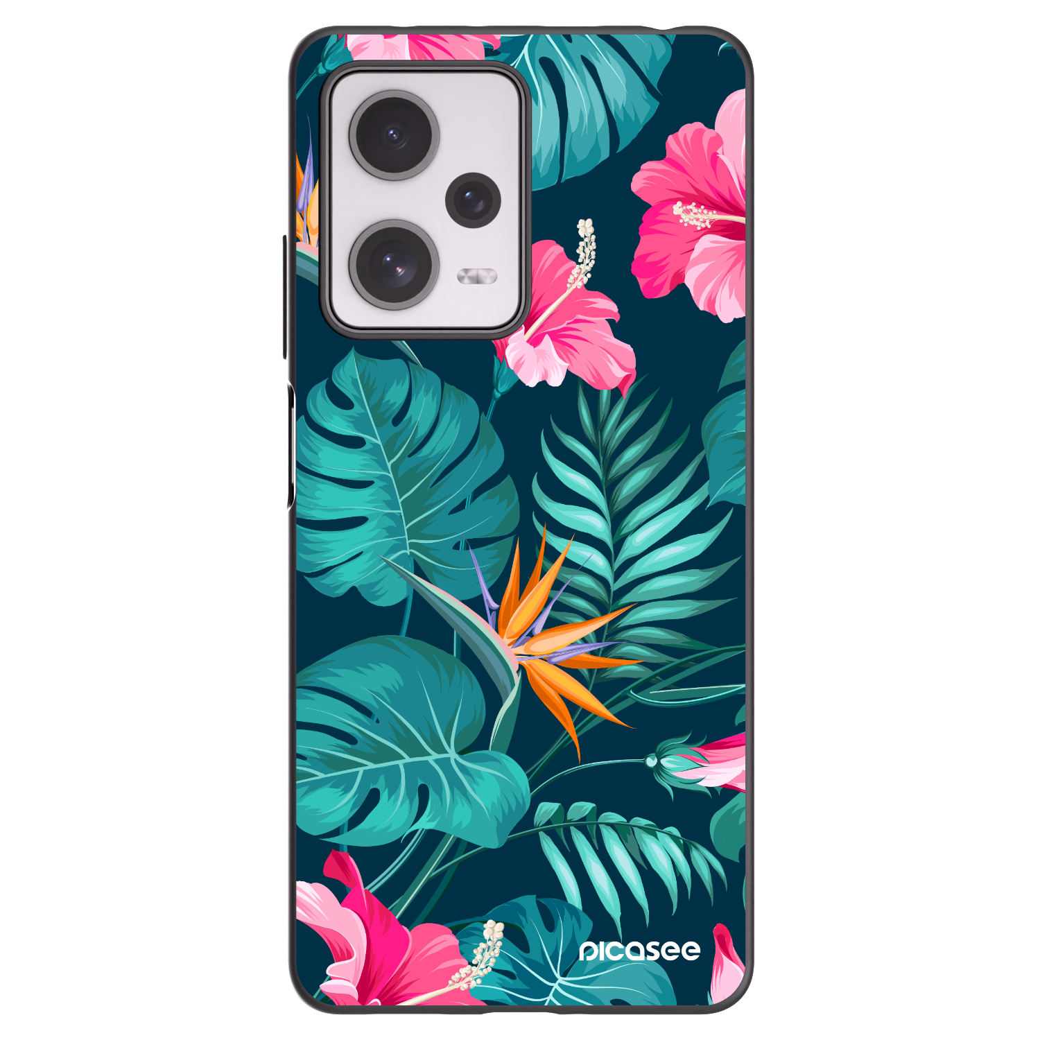 Picasee Μαύρη θήκη σιλικόνης για Xiaomi Redmi Note 12 Pro+ 5G - Pink Monstera