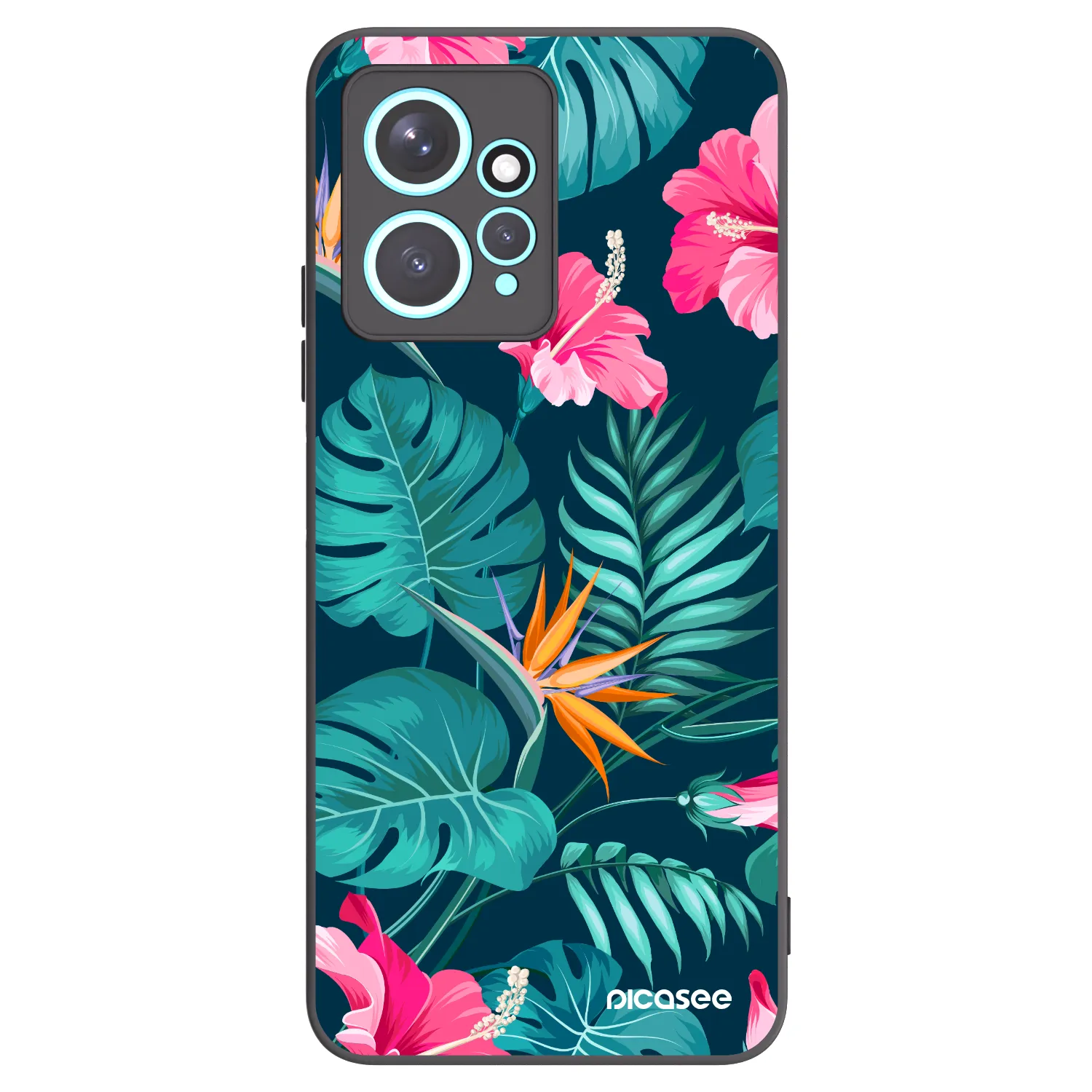 Picasee Μαύρη θήκη σιλικόνης για Xiaomi Redmi Note 12 4G - Pink Monstera