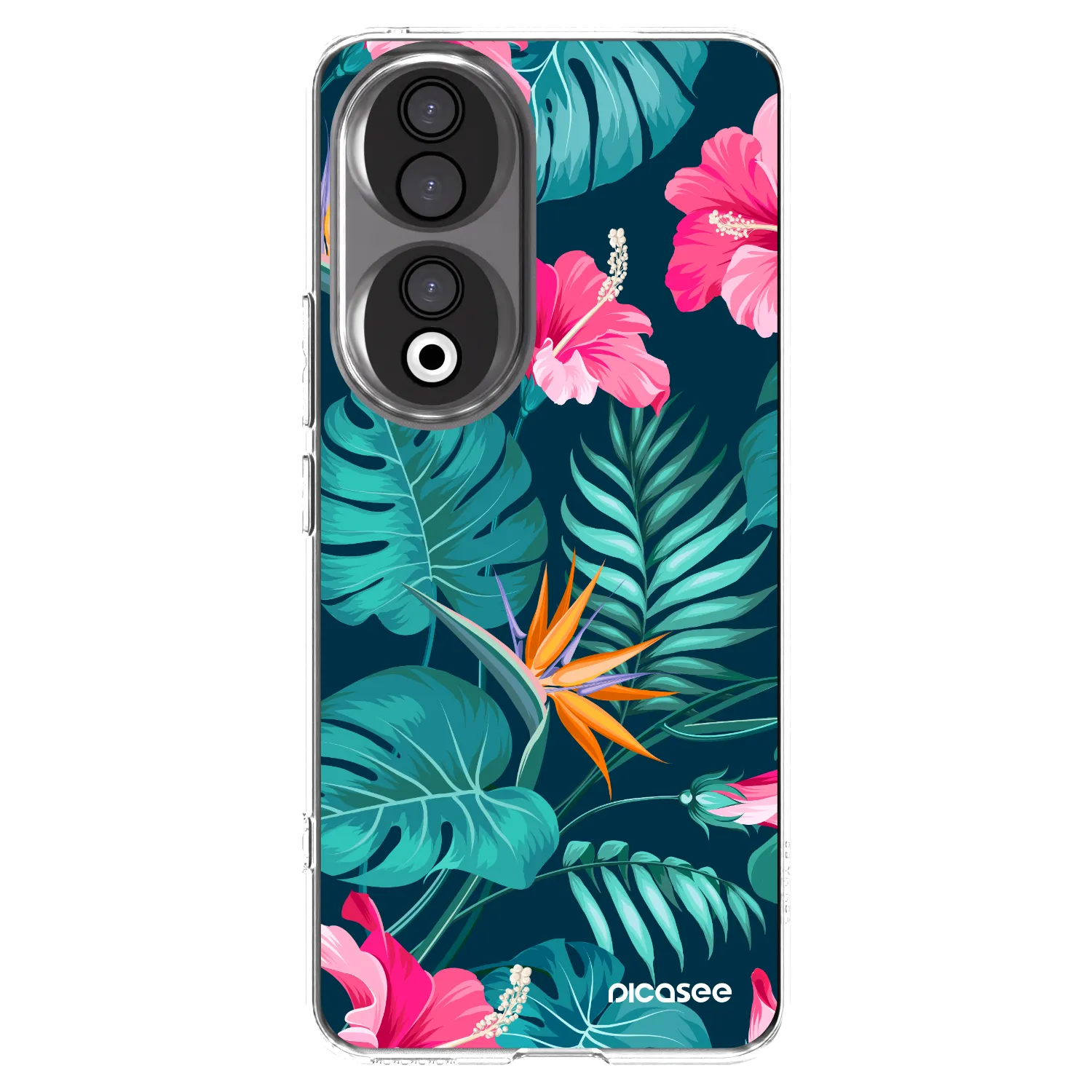 Picasee διαφανής θήκη σιλικόνης Honor 90 5G - Pink Monstera