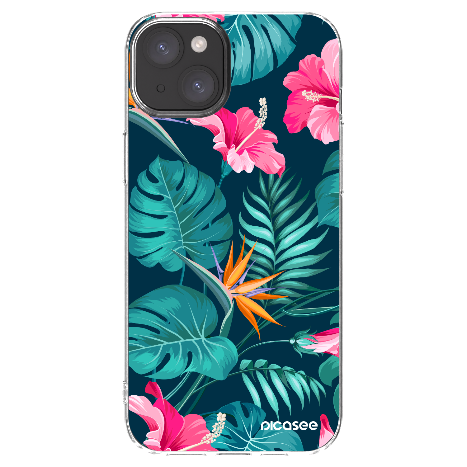 Picasee διαφανής θήκη σιλικόνης Apple iPhone 15 Plus - Pink Monstera