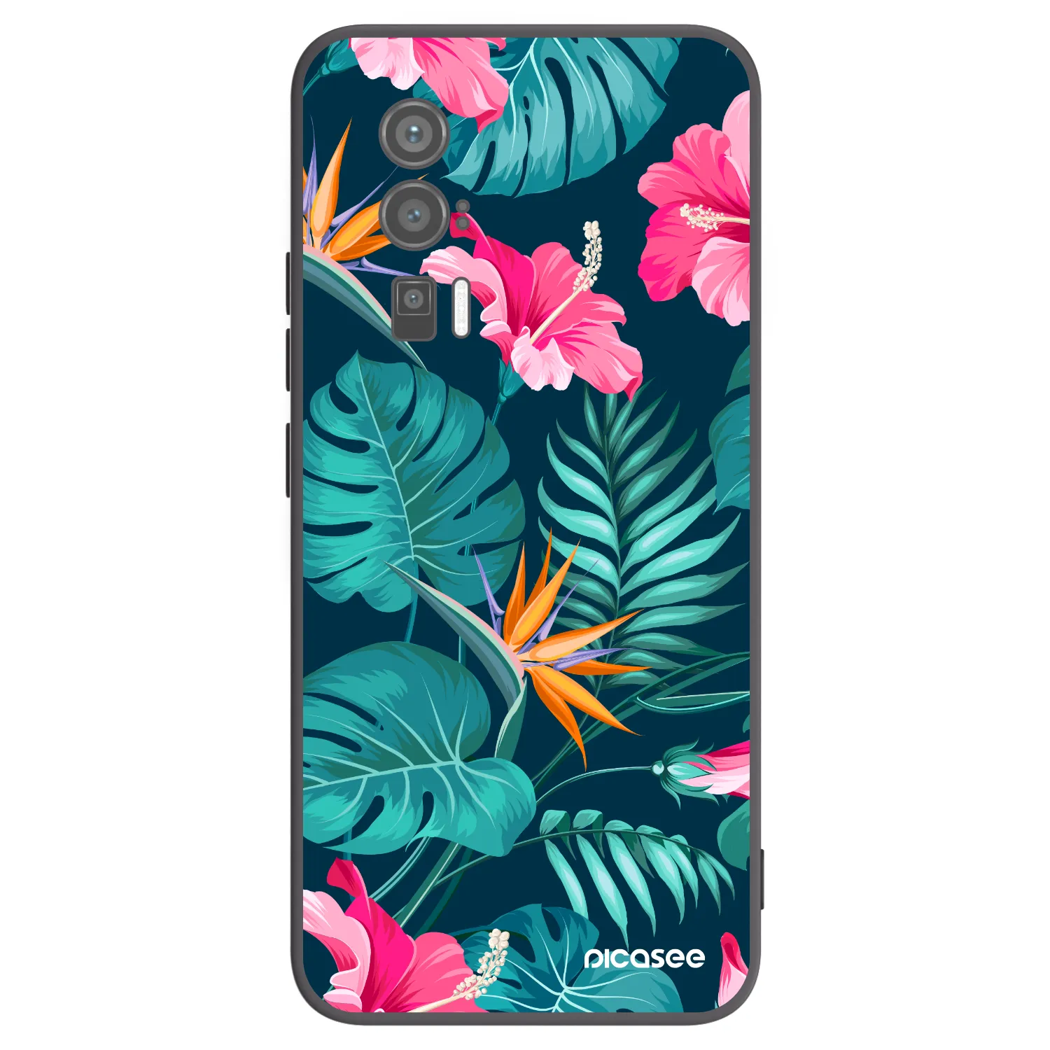 Picasee Μαύρη θήκη σιλικόνης για Xiaomi Poco F5 Pro 5G - Pink Monstera