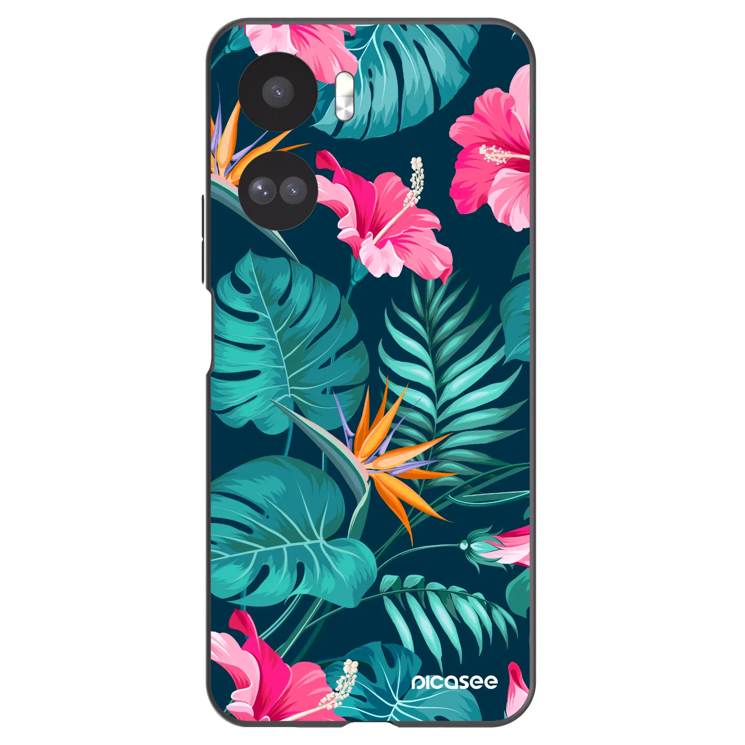 Picasee Μαύρη θήκη σιλικόνης για Honor 90 Lite 5G - Pink Monstera