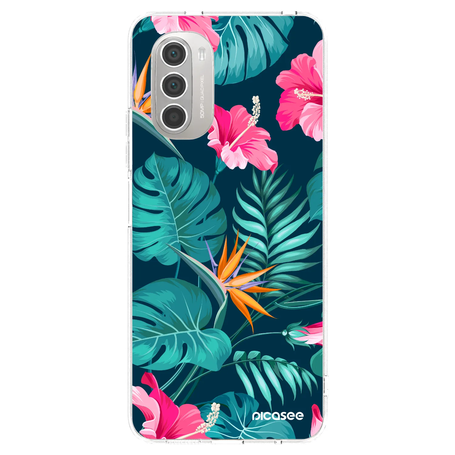 Picasee διαφανής θήκη σιλικόνης Motorola Moto G51 - Pink Monstera