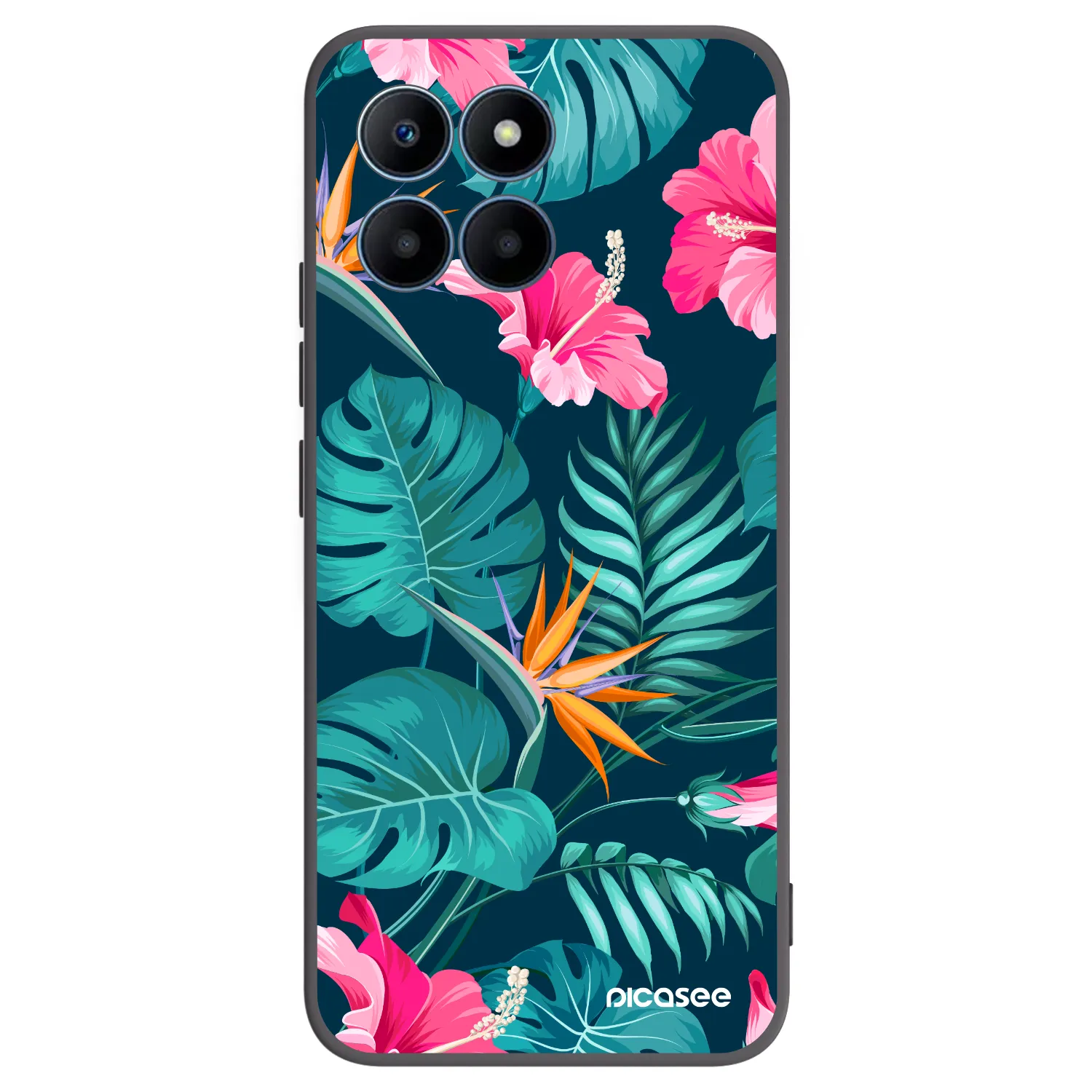 Picasee Μαύρη θήκη σιλικόνης για Honor 70 Lite - Pink Monstera