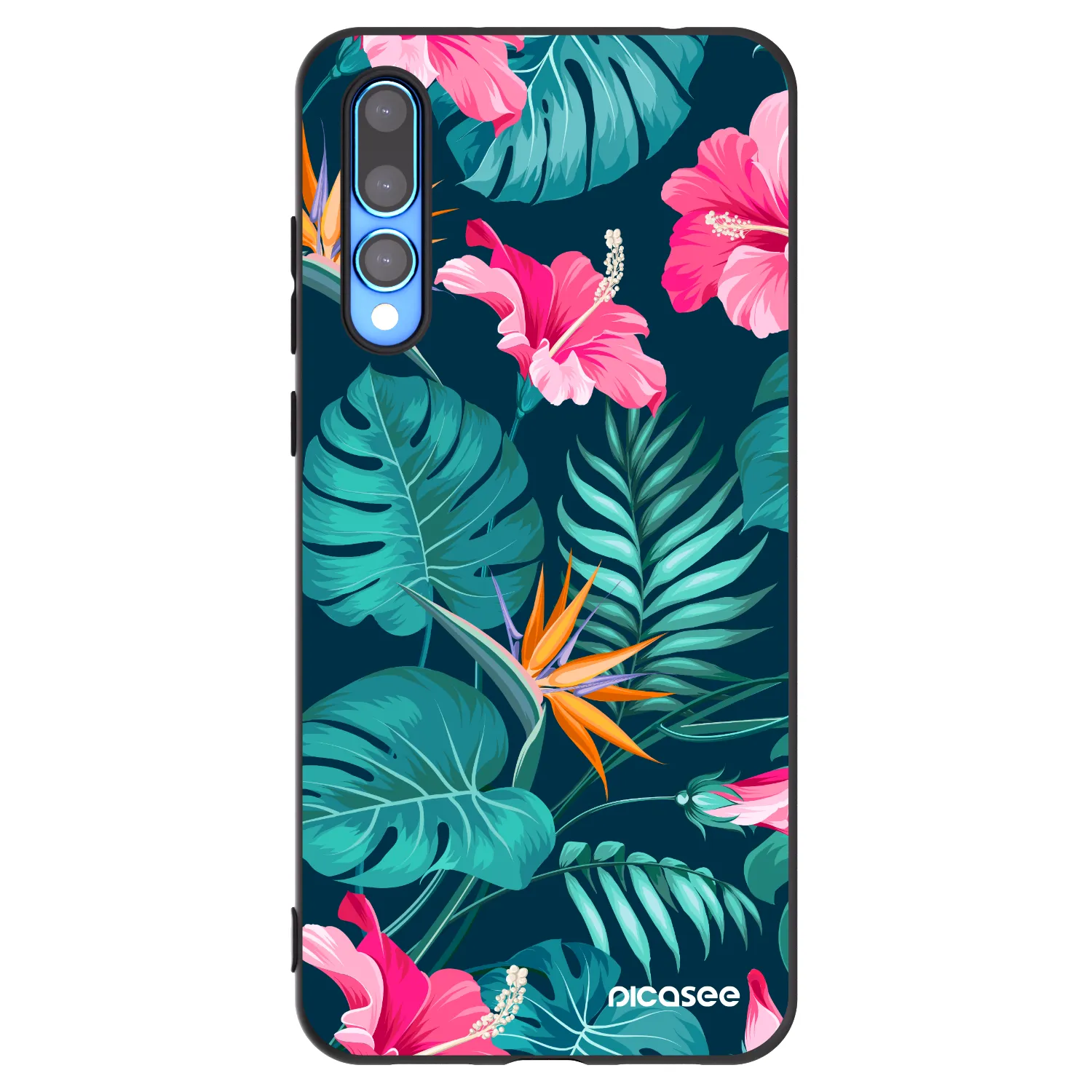 Picasee Μαύρη θήκη σιλικόνης για Huawei P20 Pro - Pink Monstera