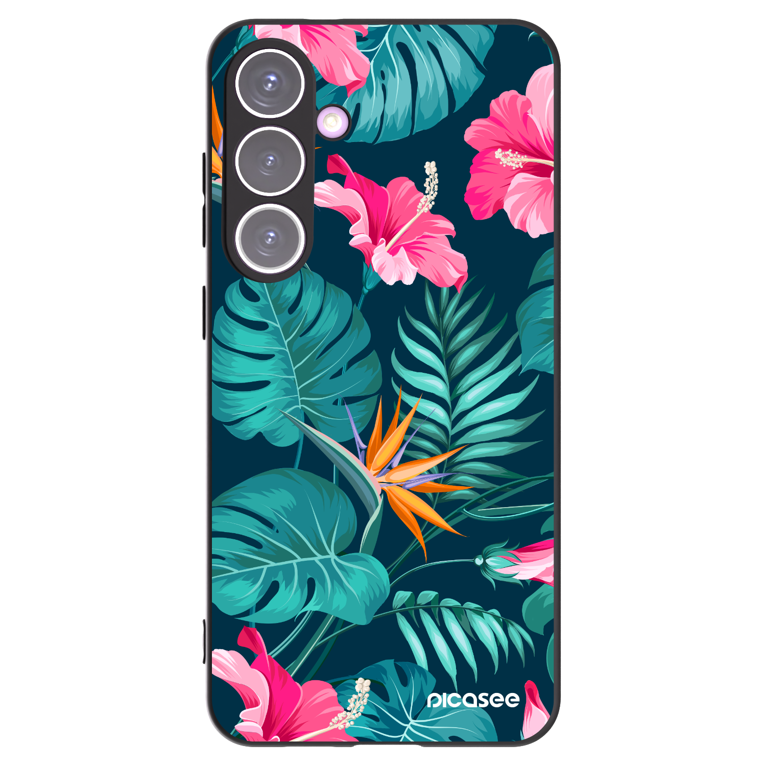 Picasee Μαύρη θήκη σιλικόνης για Samsung Galaxy S24+ S926B 5G - Pink Monstera