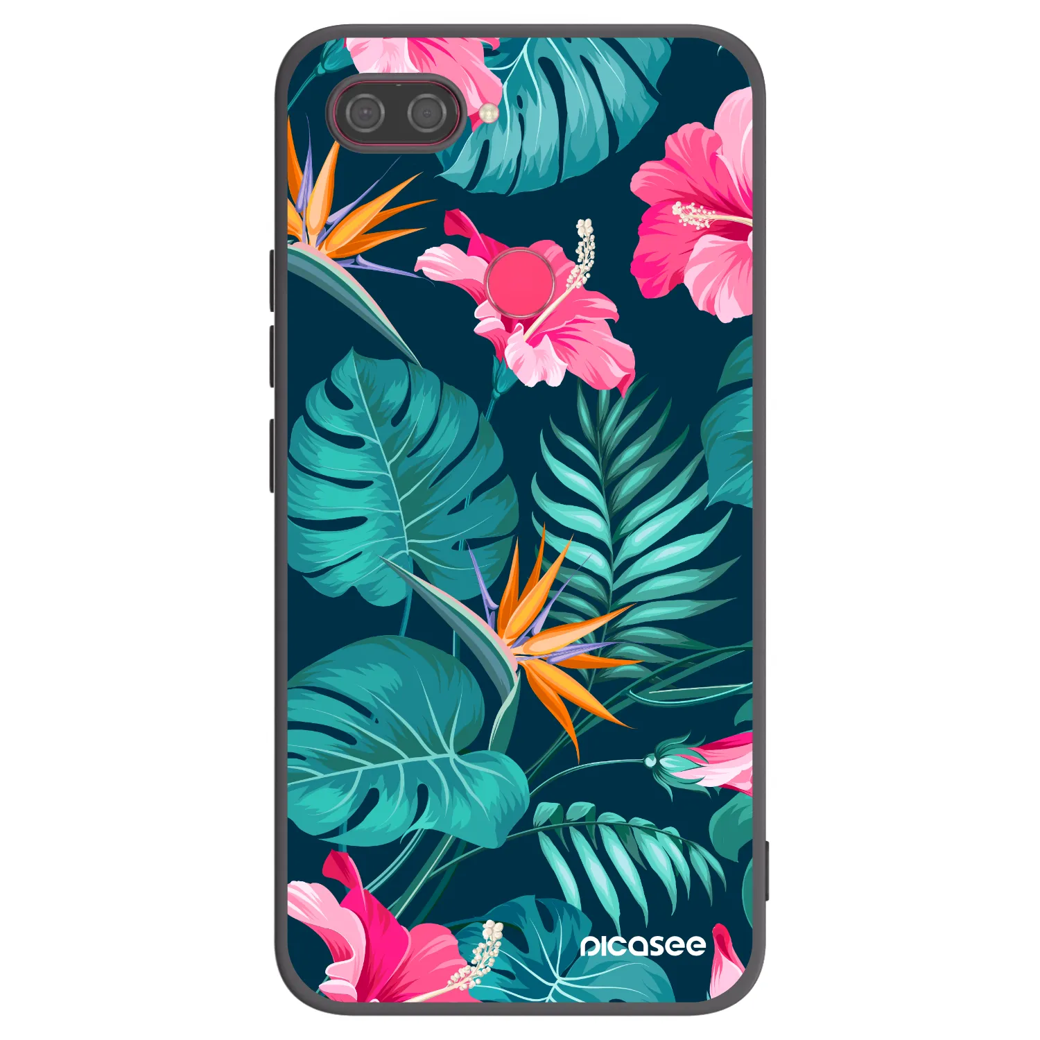 Picasee Μαύρη θήκη σιλικόνης για Xiaomi Mi 8 Lite - Pink Monstera