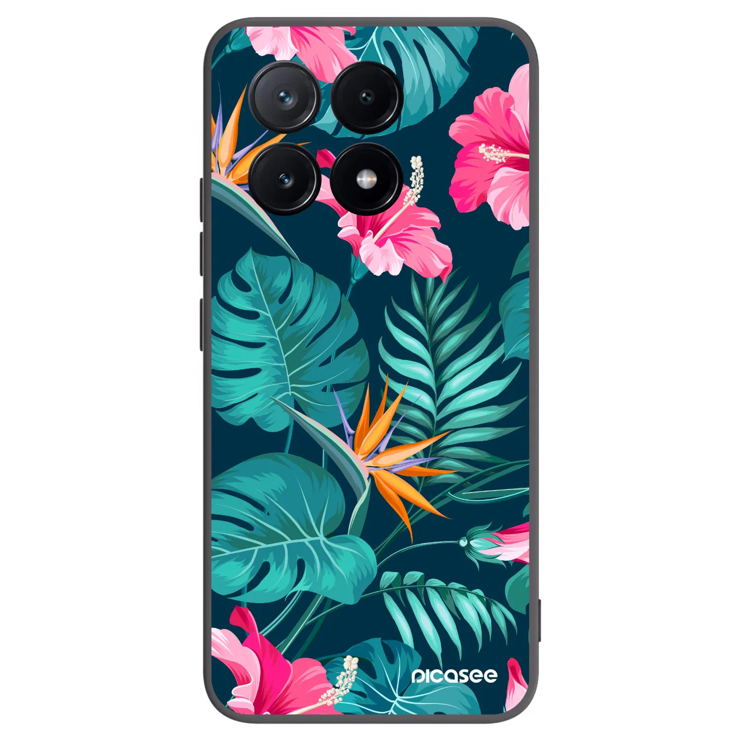 Picasee Μαύρη θήκη σιλικόνης για Xiaomi Poco X6 Pro - Pink Monstera